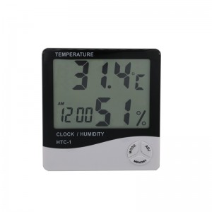 Home Office Ô tô Nhiệt độ Độ ẩm Hiển thị thời gian và Đồng hồ tích hợp với màn hình LCD lớn Nhiệt kế đo độ ẩm
